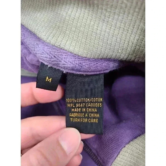 Vintage Eddie Bauer Hooded Sweatshirt Women's Size Med Purple & Grey 1/2 Zip Y2K - Picture 6 of 9